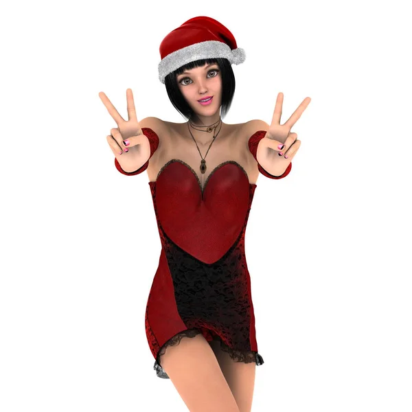 Giovane donna con cappello Babbo Natale — Foto Stock