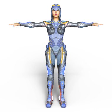 kadın bir cyborg 3d cg render