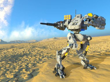bir savaş robotu 3d cg render