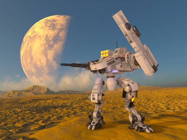 bir savaş robotu 3d cg render
