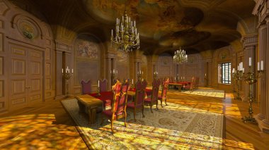 3d cg render bir yemek odası
