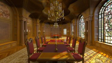 3d cg render bir yemek odası