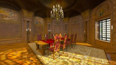 3d cg render bir yemek odası