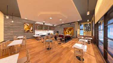 bir kafe 3d cg render