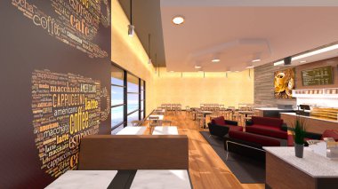 bir kafe 3d cg render