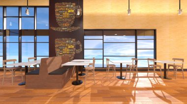 bir kafe 3d cg render