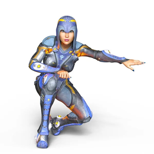 3D CG rendering of a female cyborg — Stock Photo, Image