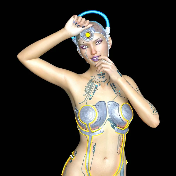 3D CG การแสดงผลของแอนดรอยด์หญิง — ภาพถ่ายสต็อก