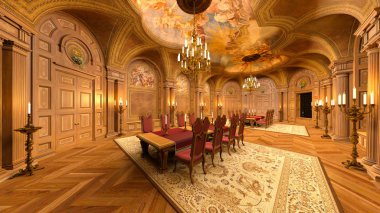 3d cg render bir yemek odası