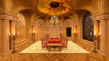 3d cg render bir yemek odası