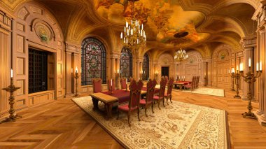 3d cg render bir yemek odası