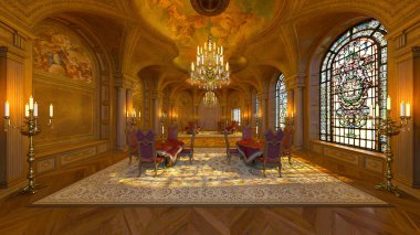 3d cg render bir yemek odası