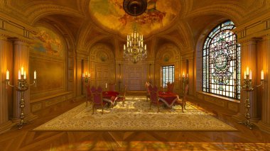 3d cg render bir yemek odası