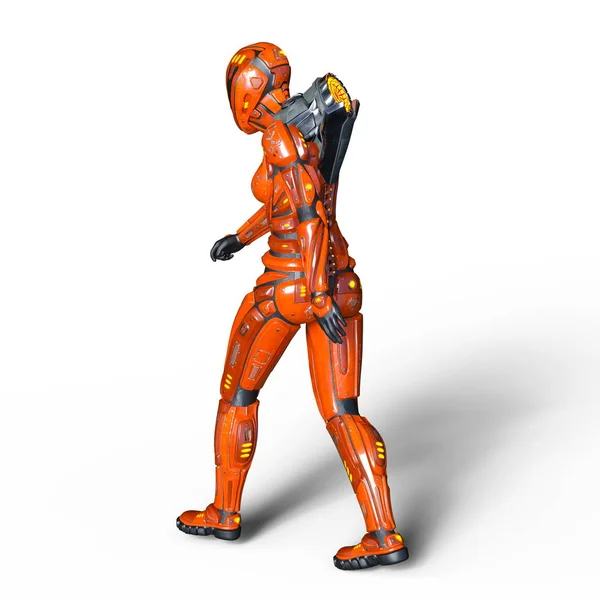 3D rendu 3D d'un robot féminin — Photo