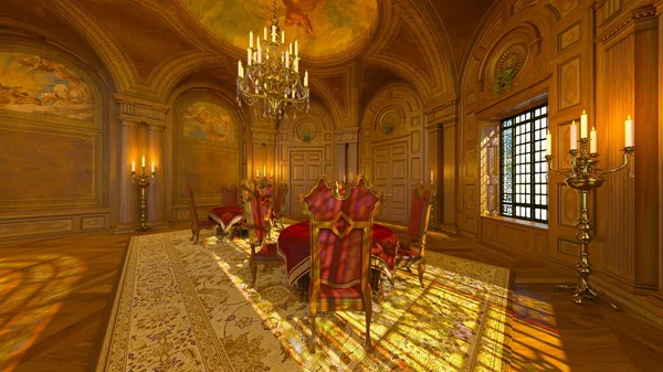 3D CG renderização de uma sala de jantar — Fotografia de Stock