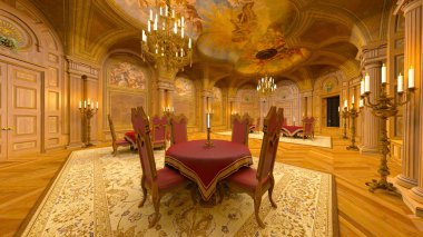 3d cg render bir yemek odası