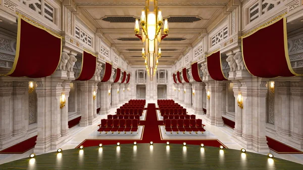 3D CG renderização de um grande salão — Fotografia de Stock
