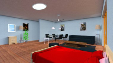 3d cg işleme bir oturma odası