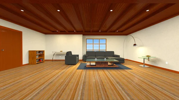 3D-cg-Darstellung eines Wohnzimmers — Stockfoto