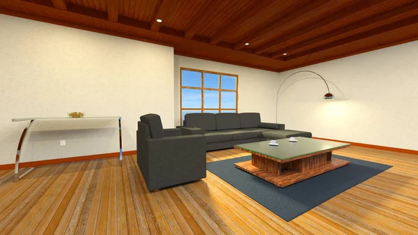 3D CG prestação de uma sala de estar — Fotografia de Stock