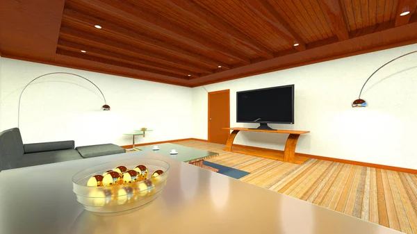 3D CG representación de una sala de estar — Foto de Stock