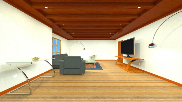 Vykreslování 3D cg obývacího pokoje — Stock fotografie
