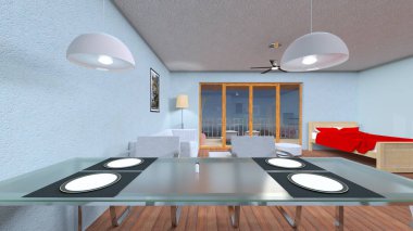 3d cg işleme oturma odası