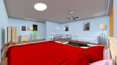 3d cg işleme oturma odası