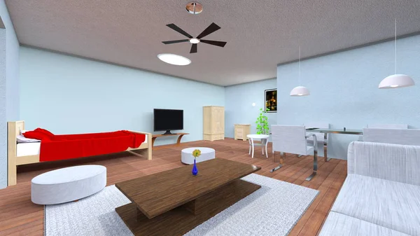 3D CG prestação de sala de estar — Fotografia de Stock