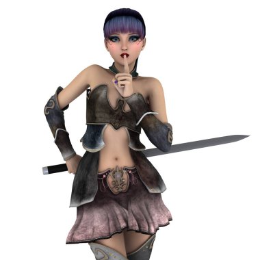 bir kadın şövalye 3d cg render