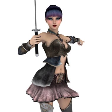 bir kadın şövalye 3d cg render