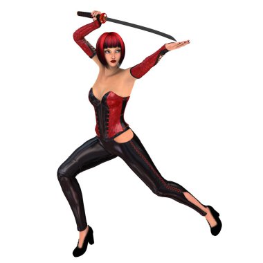 kadın bir eskrimci 3d cg render