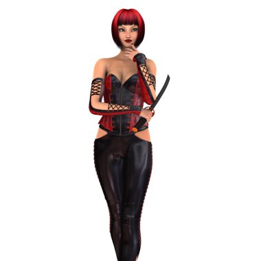 kadın bir eskrimci 3d cg render