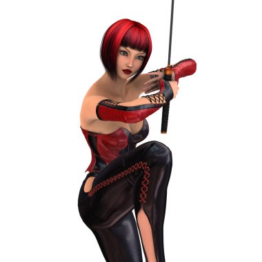 kadın bir eskrimci 3d cg render