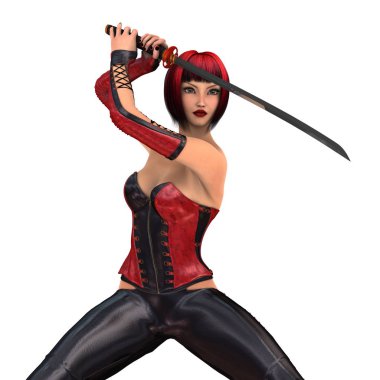 kadın bir eskrimci 3d cg render