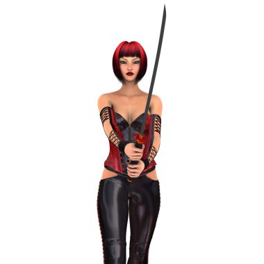 kadın bir eskrimci 3d cg render