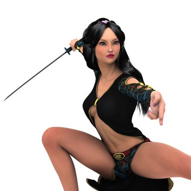 kadın bir eskrimci 3d cg render