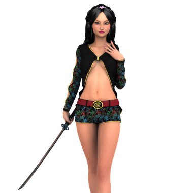 kadın bir eskrimci 3d cg render