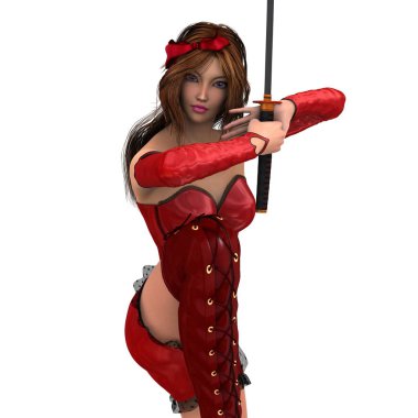 kadın bir eskrimci 3d cg render
