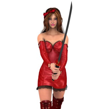 kadın bir eskrimci 3d cg render