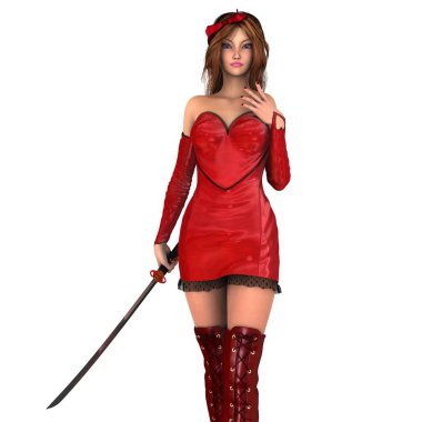 kadın bir eskrimci 3d cg render