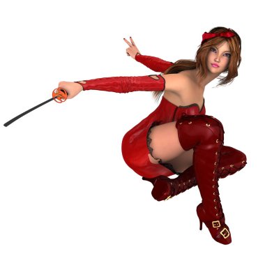 kadın bir eskrimci 3d cg render