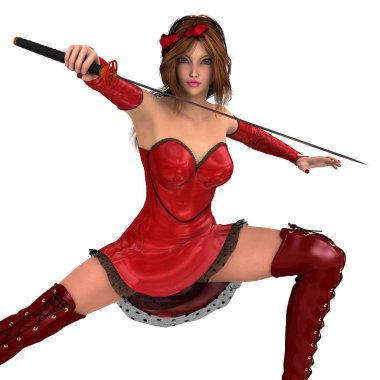 kadın bir eskrimci 3d cg render