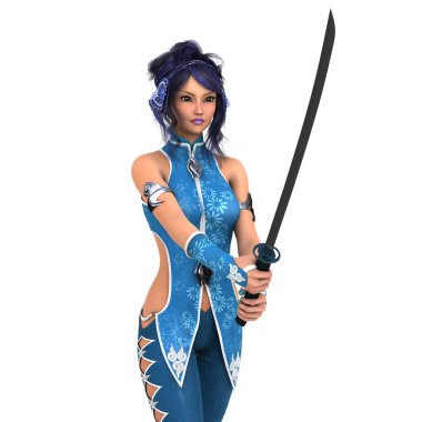 kadın bir eskrimci 3d cg render