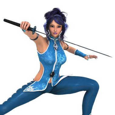 kadın bir eskrimci 3d cg render