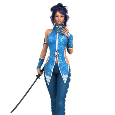 kadın bir eskrimci 3d cg render