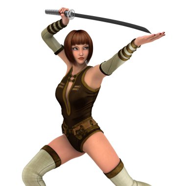 kadın bir eskrimci 3d cg render