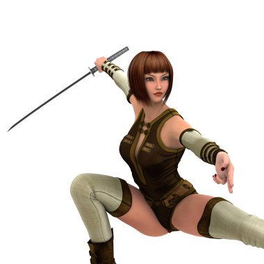 kadın bir eskrimci 3d cg render