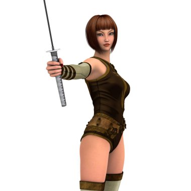 kadın bir eskrimci 3d cg render