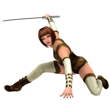 kadın bir eskrimci 3d cg render